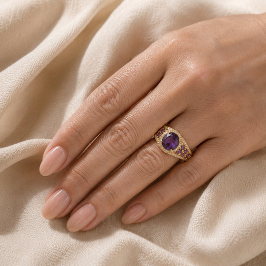 Anel Largo Oval Roxo