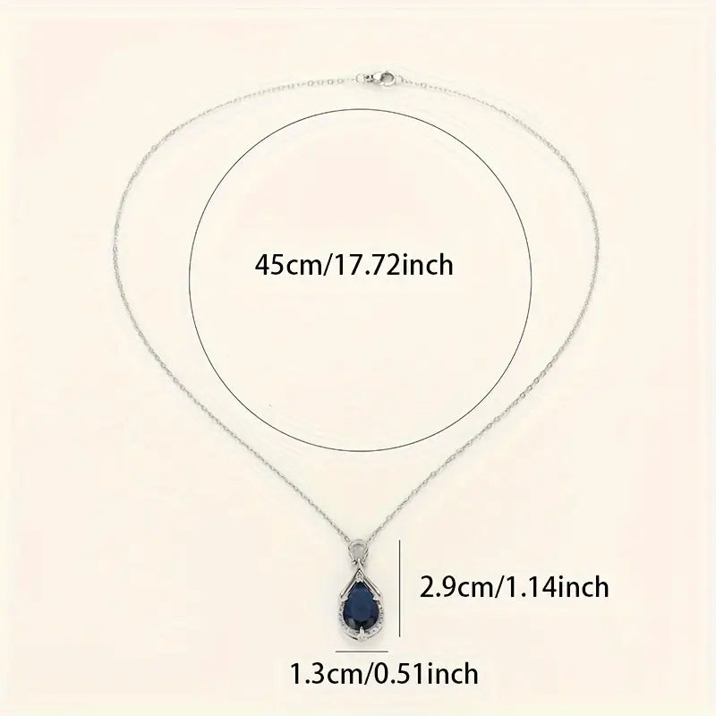 Colar Gota Azul Presa por Duas Hastes