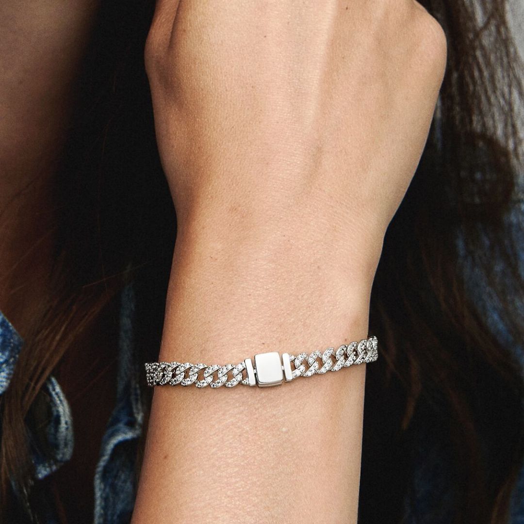 Pulseira Barbela Cravejada de Pedrinhas