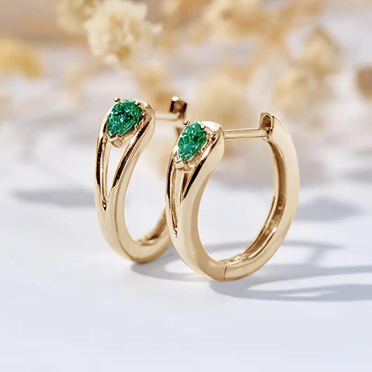 Argolas Aro Dividido com Gota Verde