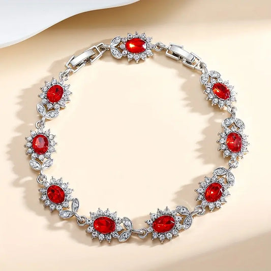 Pulseira Flores de Centro Vermelho