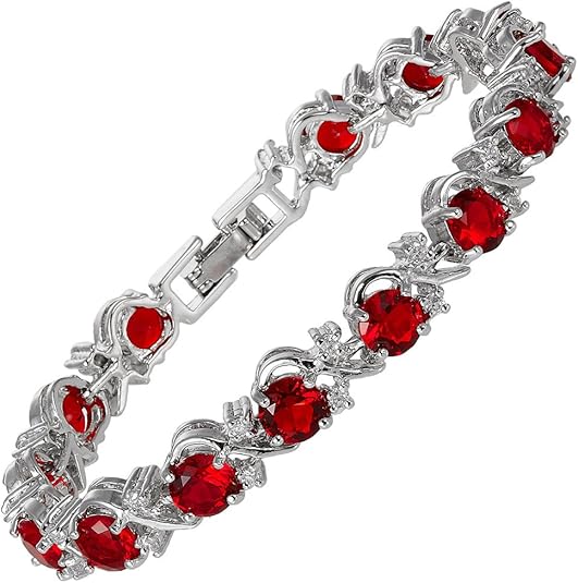Pulseira Pedras Vermelhas Redondas com Fitas Cruzadas