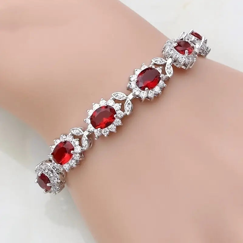 Pulseira Flores de Centro Vermelho