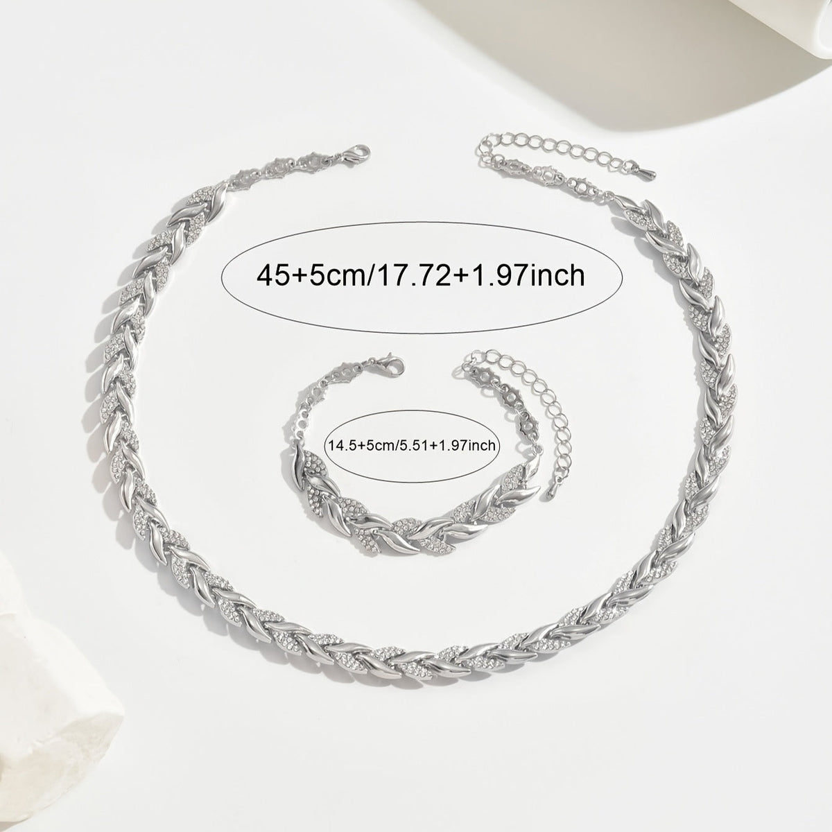Conjunto Colar e Pulseira Espiga de Pedrinhas