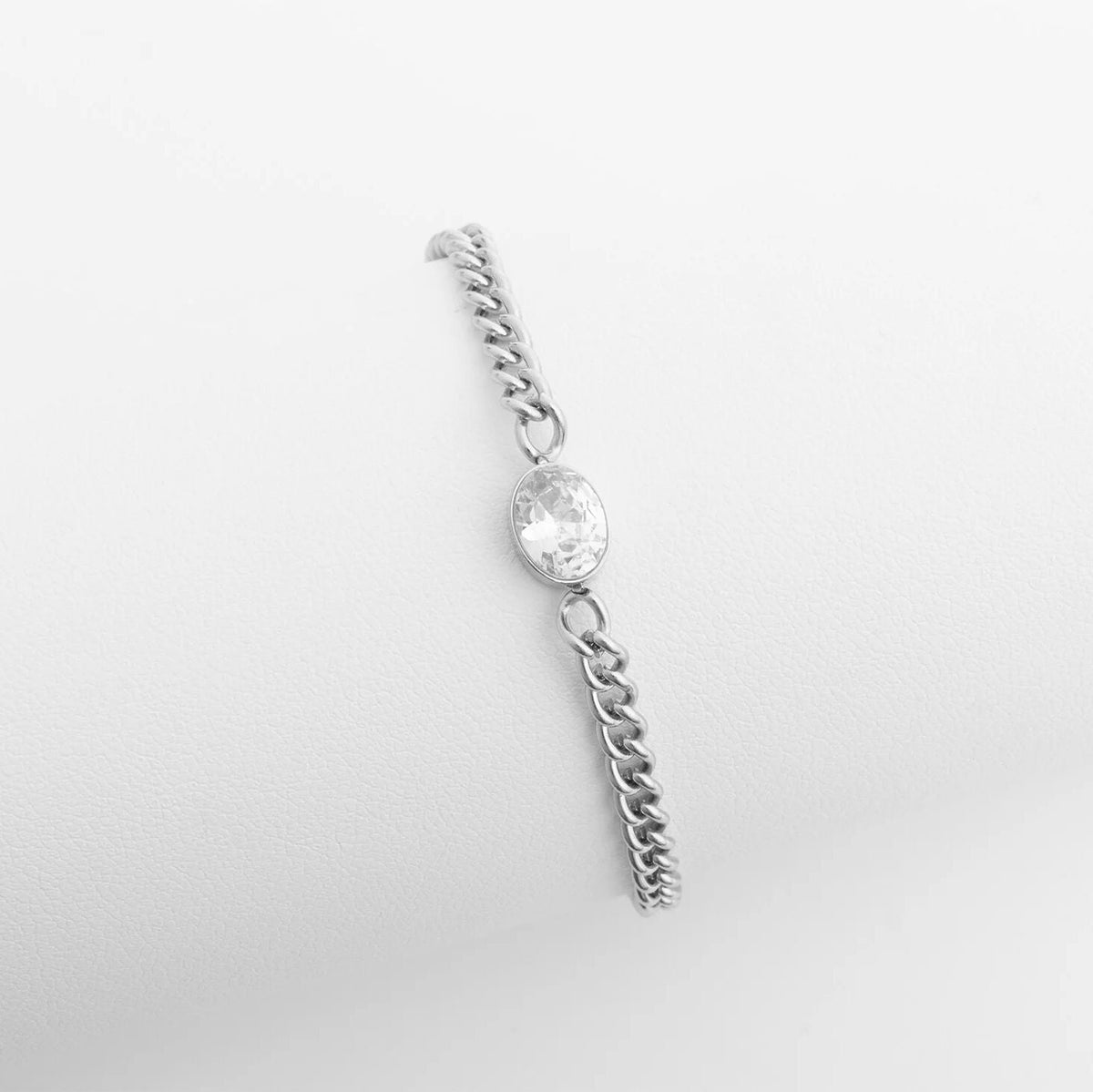 Pulseira Barbela com Zircónia Oval