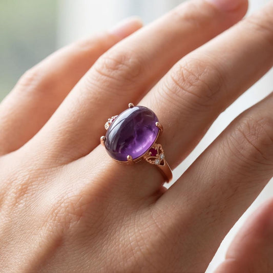 Anel Oval Roxo Liso