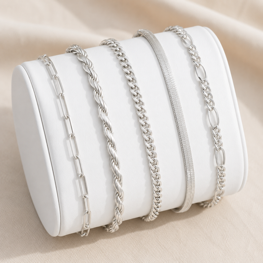 Conjunto Cinco Pulseiras de Malhas Diferentes