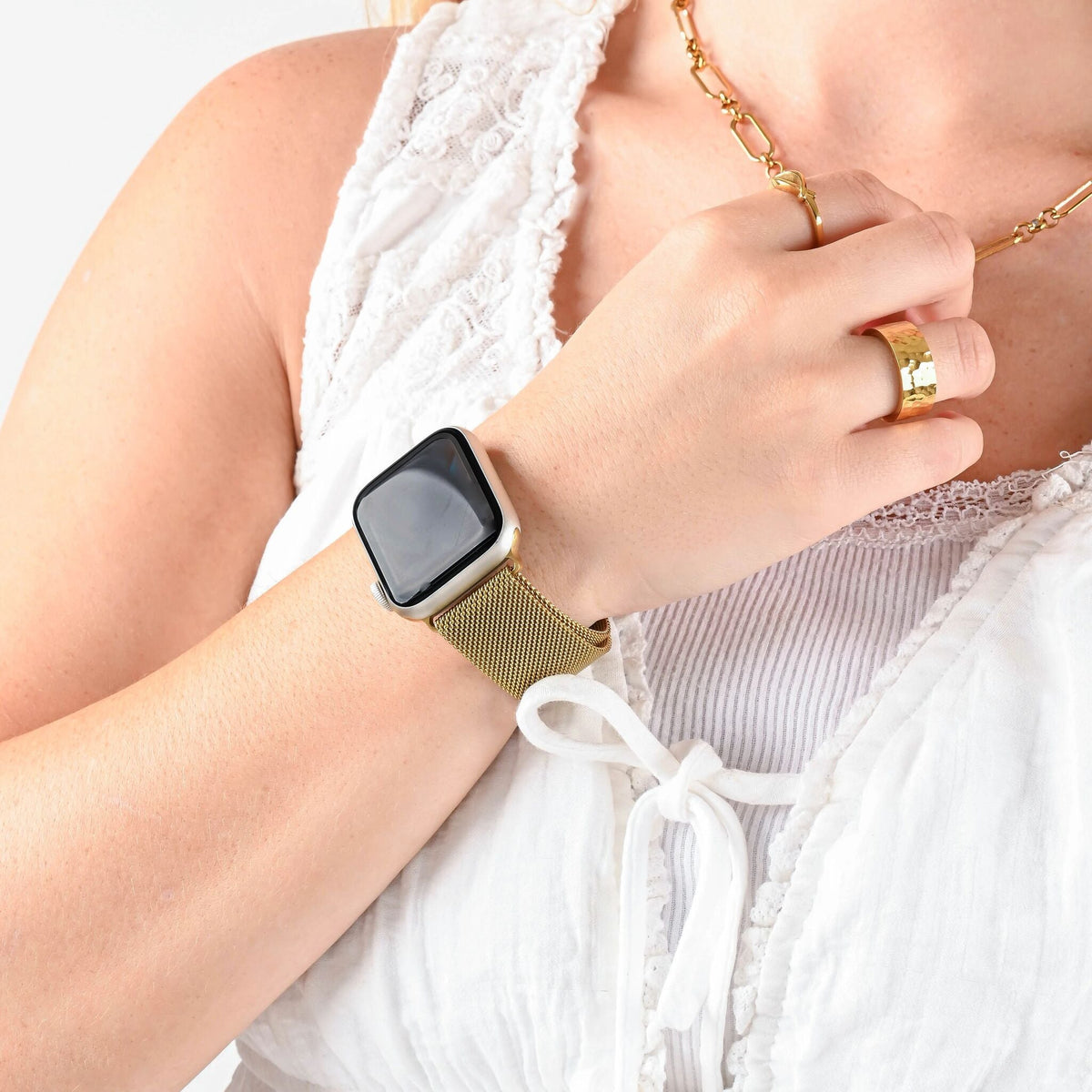 Bracelete Malha Milanesa Grossa para Smartwatch