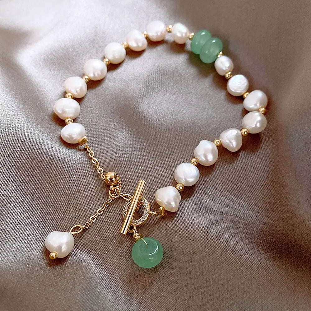 Pulseira Pérolas e Contas Verdes