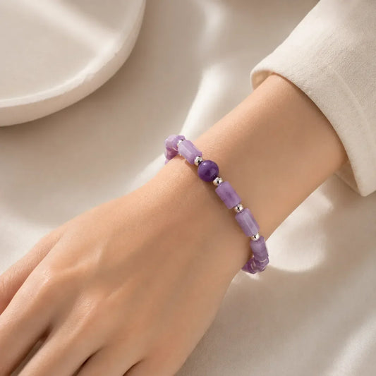 Pulseira Tubos Lilás com Conta Roxa