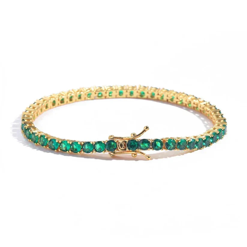Pulseira Riviera Pedras Verdes Redondas