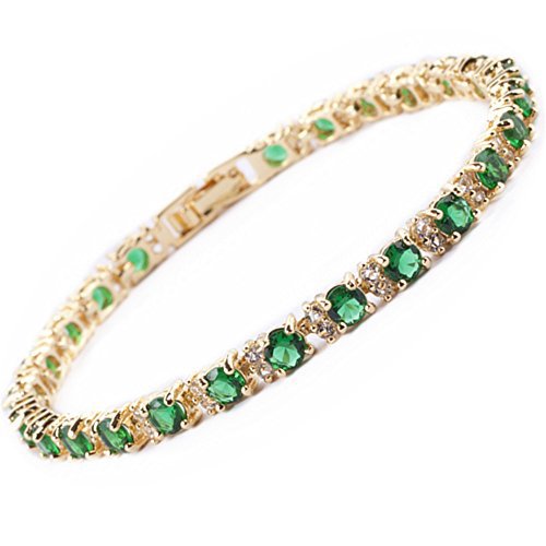 Pulseira Riviera Verde com Pares de Pedrinhas Brancas
