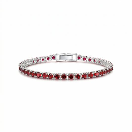 Pulseira Riviera Pedras Redondas Vermelho-Escuras