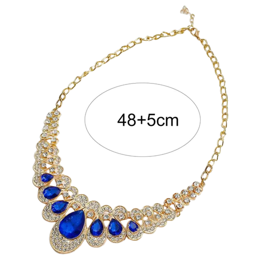Conjunto Colar e Brincos Gotas Azuis