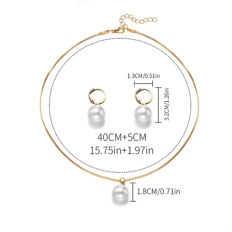 Conjunto Colar e Argolas com Pérola
