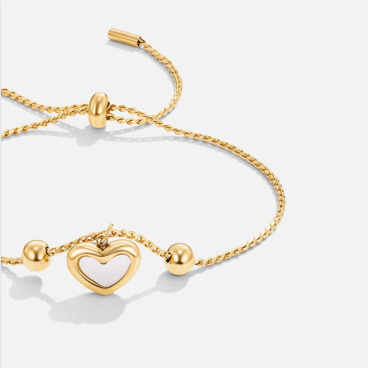 Pulseira Coração Branco com Bolinha de Correr