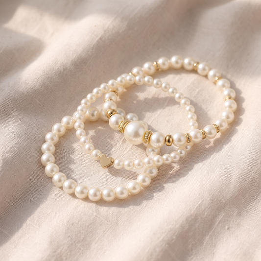 Conjunto Quatro Pulseiras de Pérolas