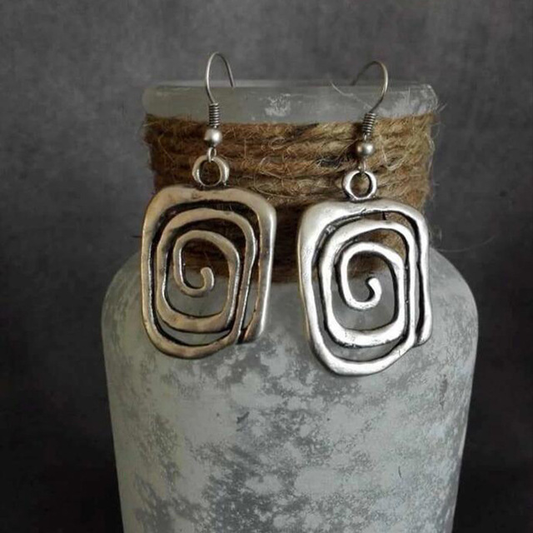 Brincos Espiral Rectangular em Gancho