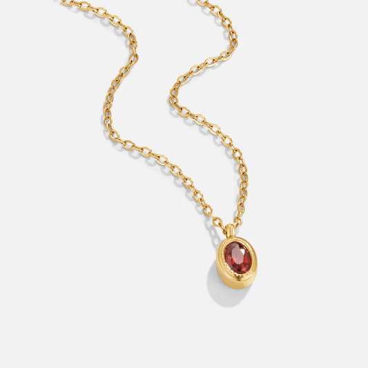 Colar Oval Vermelho-Escuro em Moldura Grossa