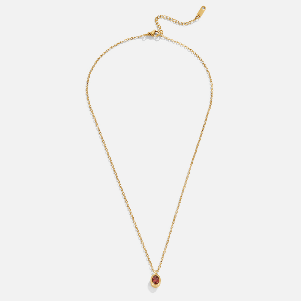 Colar Oval Vermelho-Escuro em Moldura Grossa