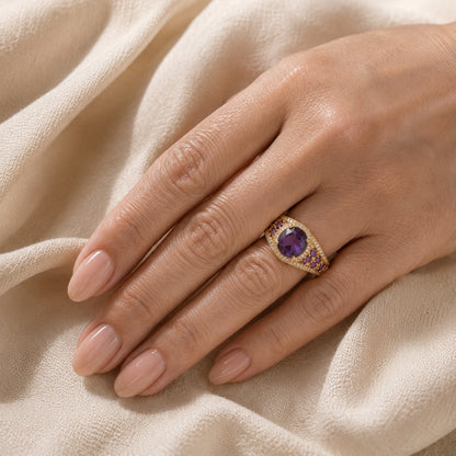Anel Largo Oval Roxo