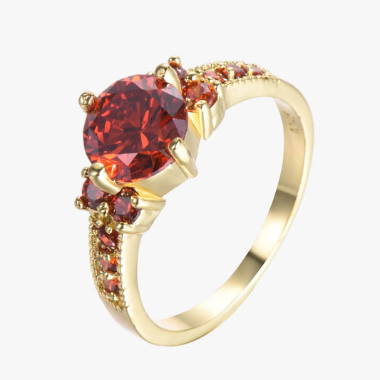 Anel Redondo Vermelho com Pedrinhas Vermelhas