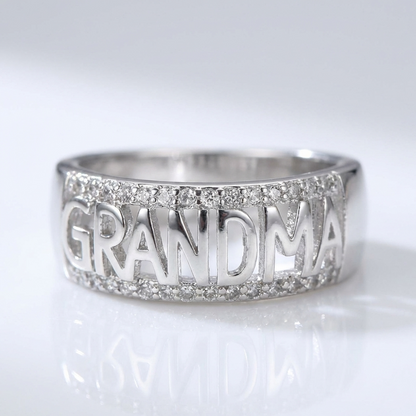 Anel Letras Grandma com Pedrinhas