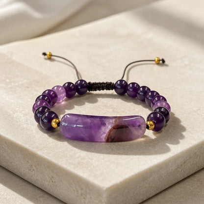 Pulseira Nó de Correr com Pedra Roxa