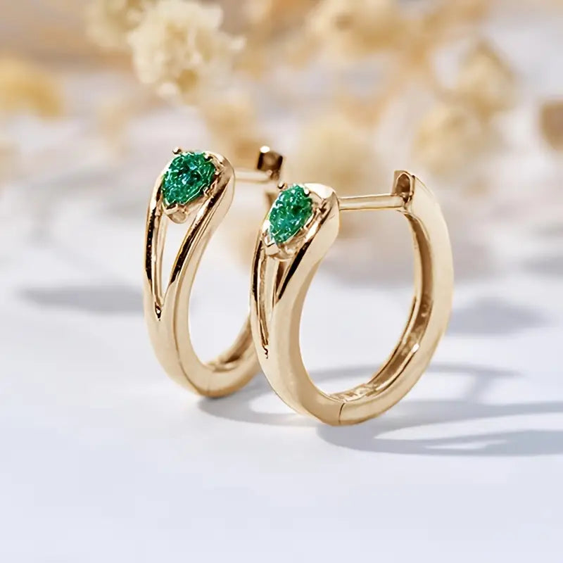 Argolas Aro Dividido com Gota Verde