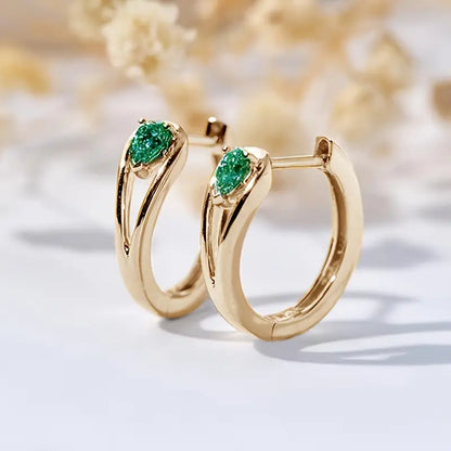 Argolas Aro Dividido com Gota Verde
