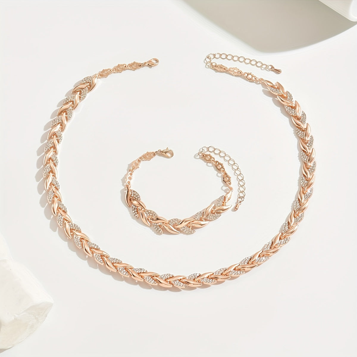 Conjunto Colar e Pulseira Espiga de Pedrinhas