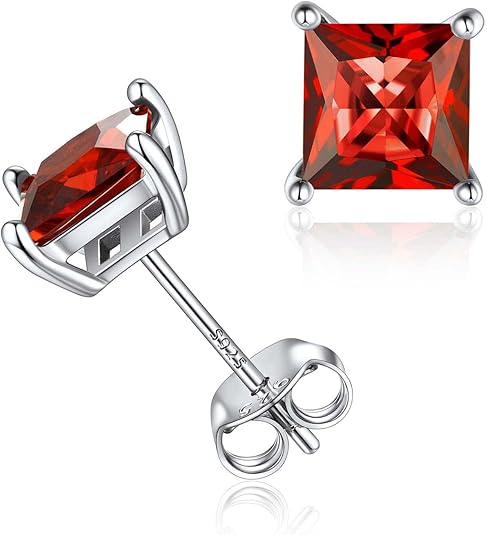 Brincos Quadrado Vermelho com Garras nos Cantos