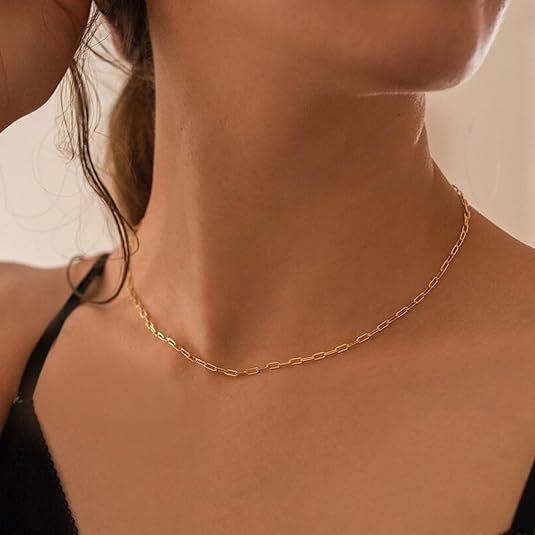 Colar Duplo Clipe com Pedra Vermelha Rectangular
