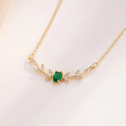 Colar Raminho com Pedra Verde