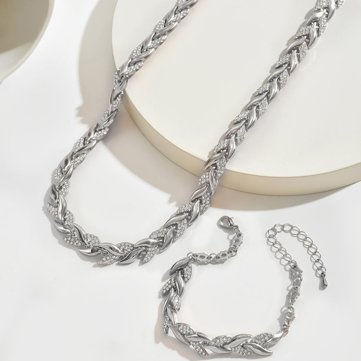 Conjunto Colar e Pulseira Espiga de Pedrinhas