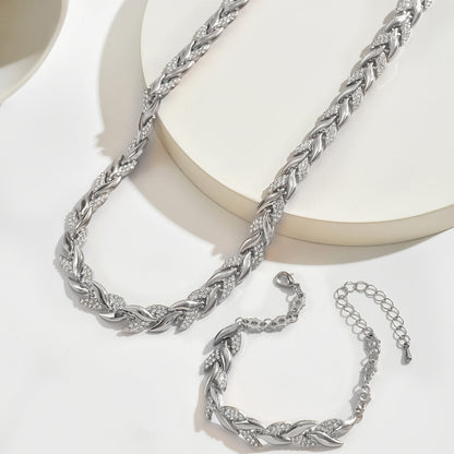 Conjunto Colar e Pulseira Espiga de Pedrinhas