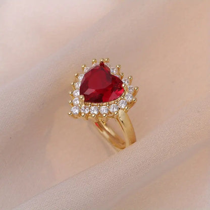 Colar Coração Vermelho com Orla de Pedrinhas e Passador