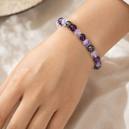 Pulseira Contas Roxas e Cinzentas