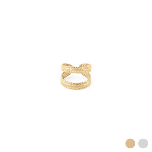 Ear Cuff Cruzado Pontilhado