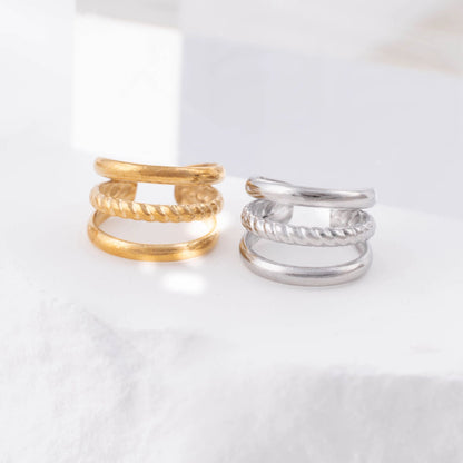Ear Cuff Triplo com Linha Torcida