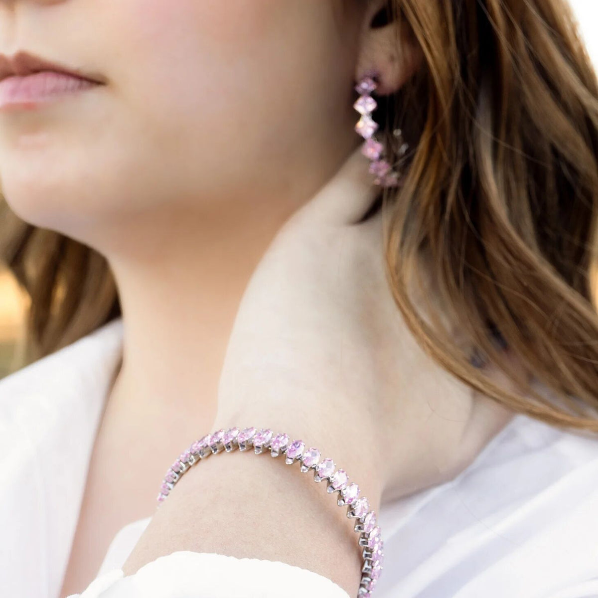 Pulseira Rígida Navetes Cor-de-Rosa