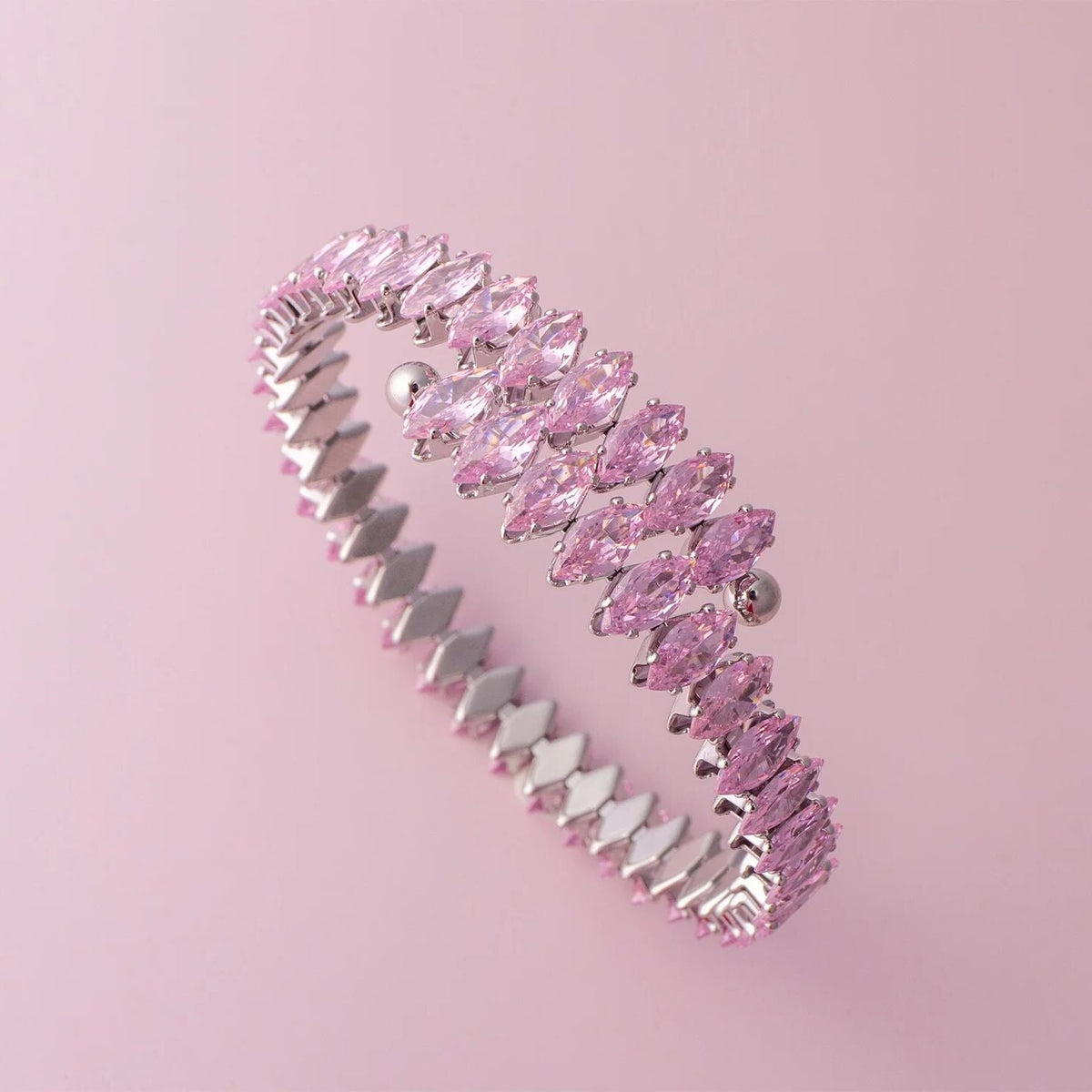 Pulseira Rígida Navetes Cor-de-Rosa