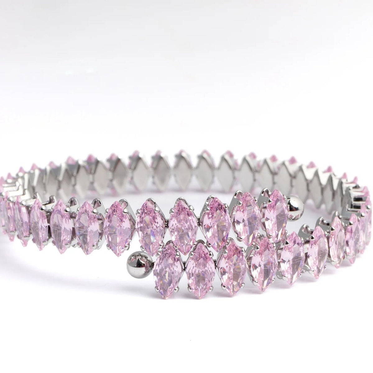 Pulseira Rígida Navetes Cor-de-Rosa