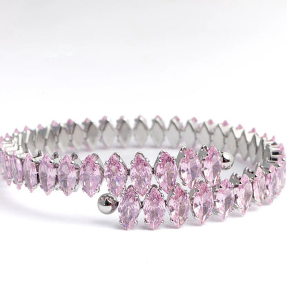 Pulseira Rígida Navetes Cor-de-Rosa