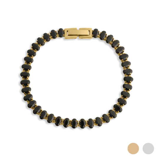 Pulseira Riviera Pedras Ovais Pretas
