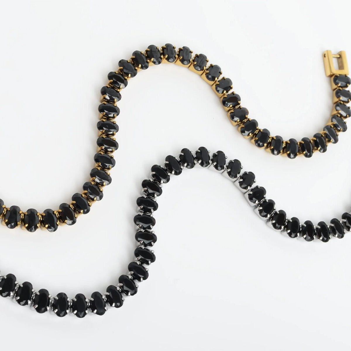 Pulseira Riviera Pedras Ovais Pretas