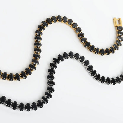 Pulseira Riviera Pedras Ovais Pretas