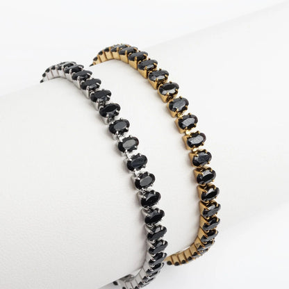 Pulseira Riviera Pedras Ovais Pretas