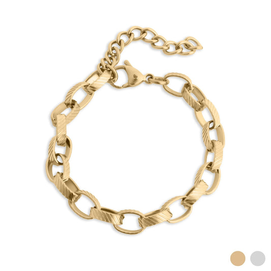 Pulseira Elos Ovais Estriados