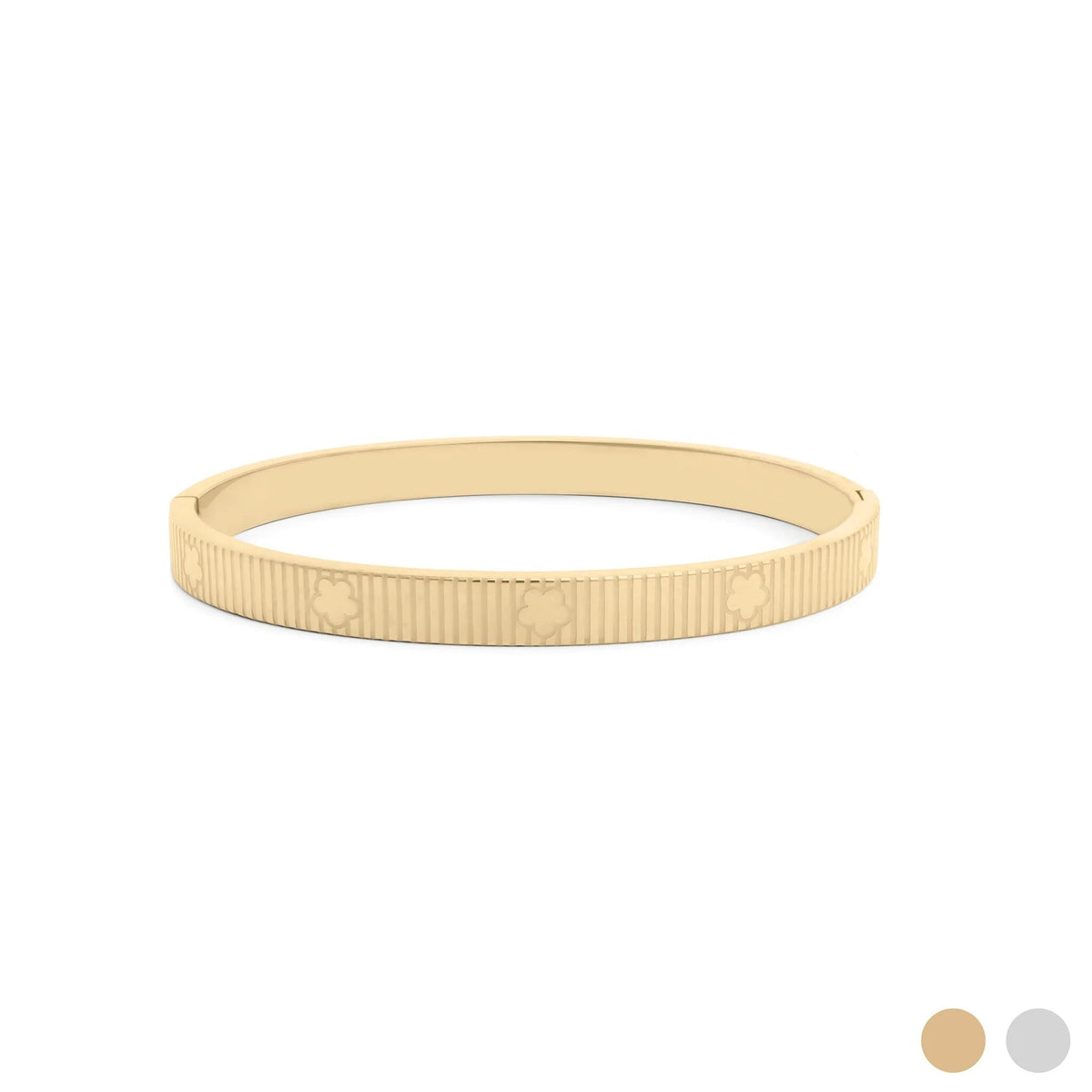 Pulseira Rígida Canelada com Flores